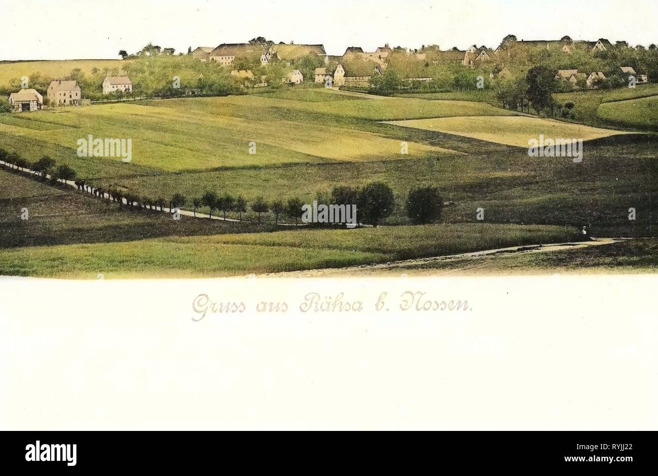 Rhäsa, Fields in Landkreis Meißen, 1898, Landkreis Meißen, Rähsa, Dorf, Germany Stock Photo