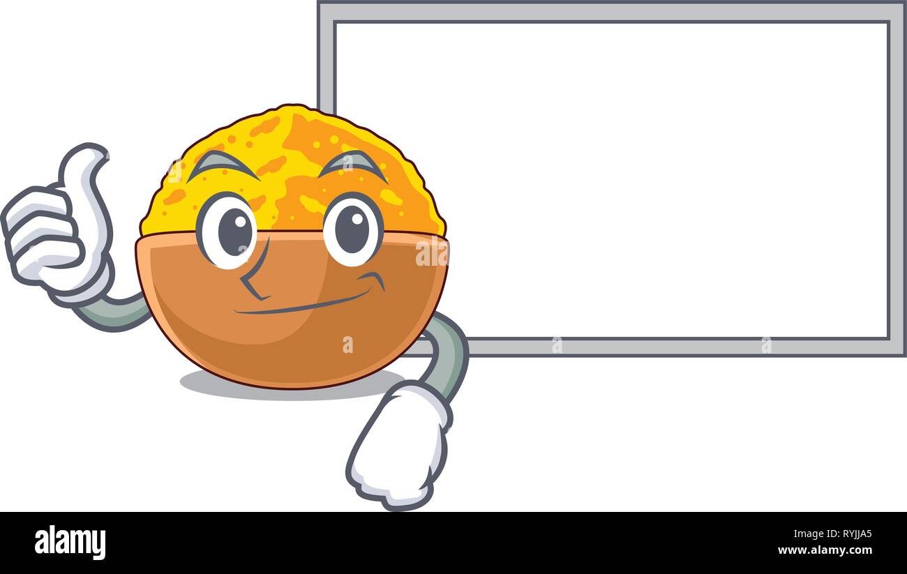 Thumbs up with board turmeric powder isolated with the mascot Stock ...
