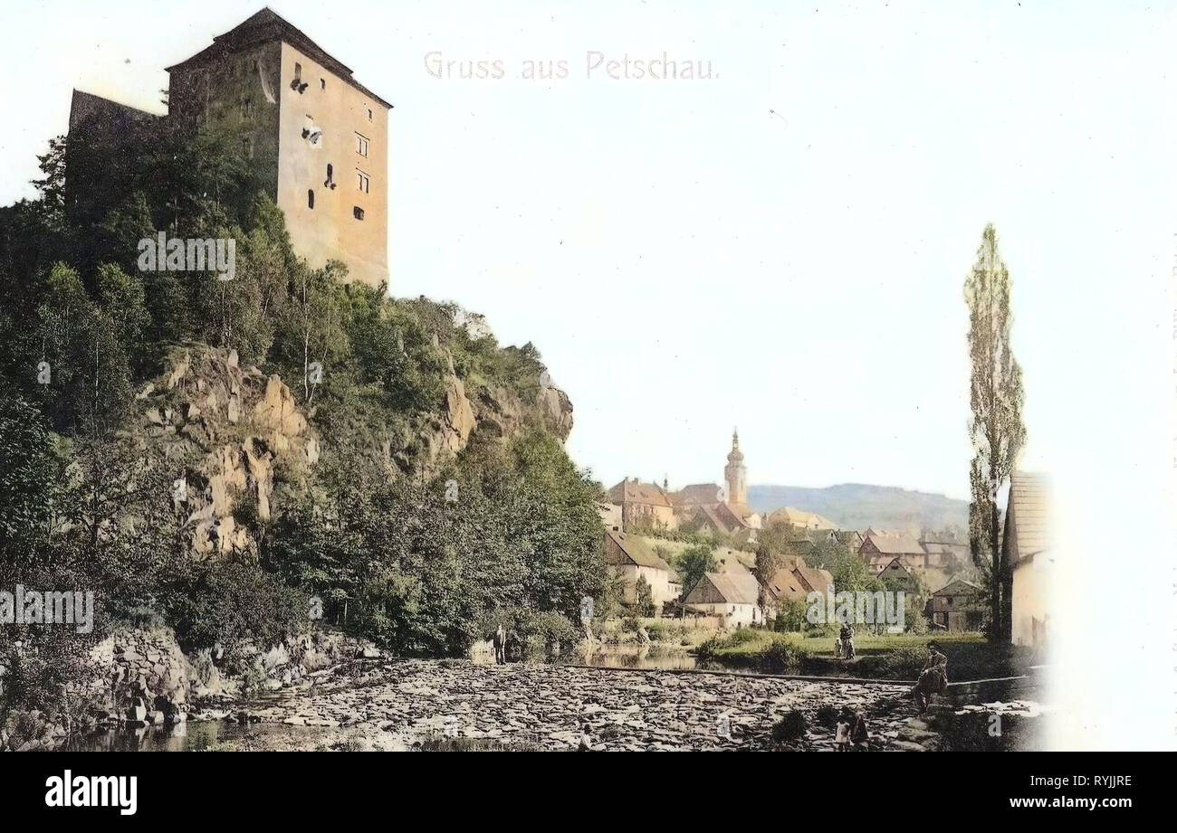 Bečov nad Teplou Castle, 1899, Karlovy Vary Region, Petschau, Blick nach Petschau, Czech Republic Stock Photo