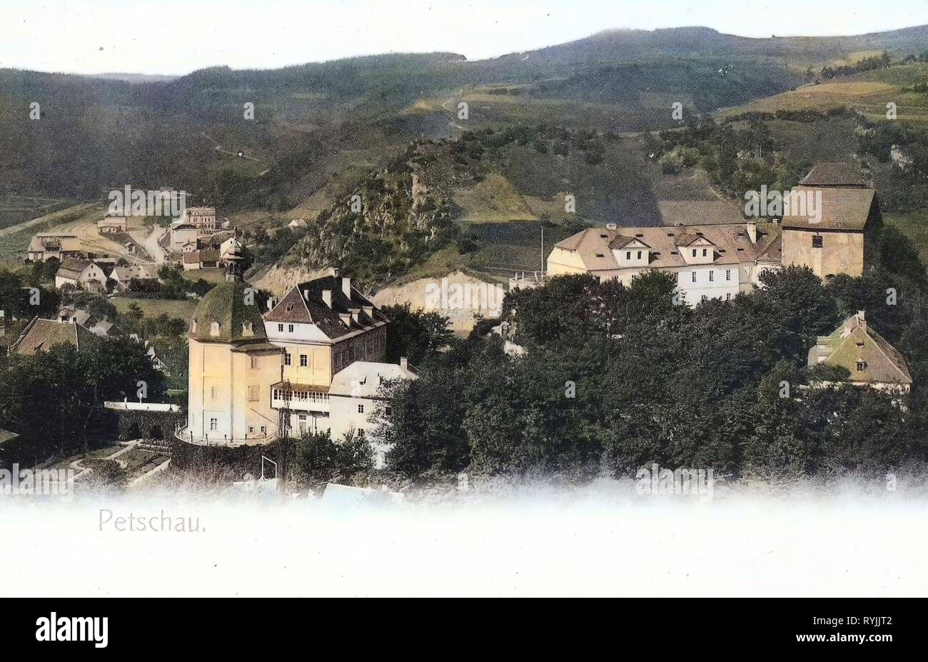 Bečov nad Teplou Castle, 1899, Karlovy Vary Region, Petschau, Blick nach Petschau, Czech Republic Stock Photo