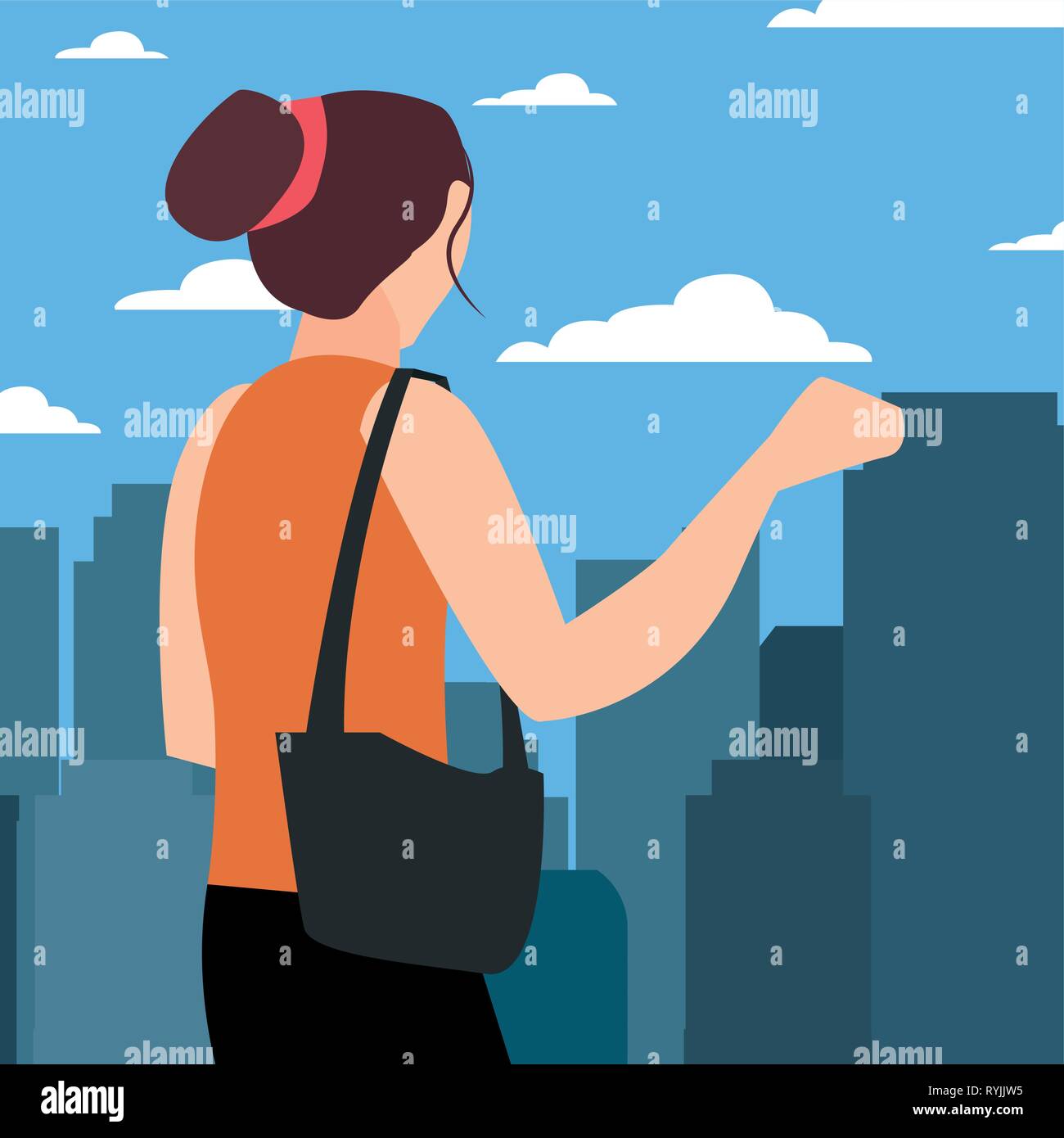 woman portrait in the city street vector illustration Stock Vector ...