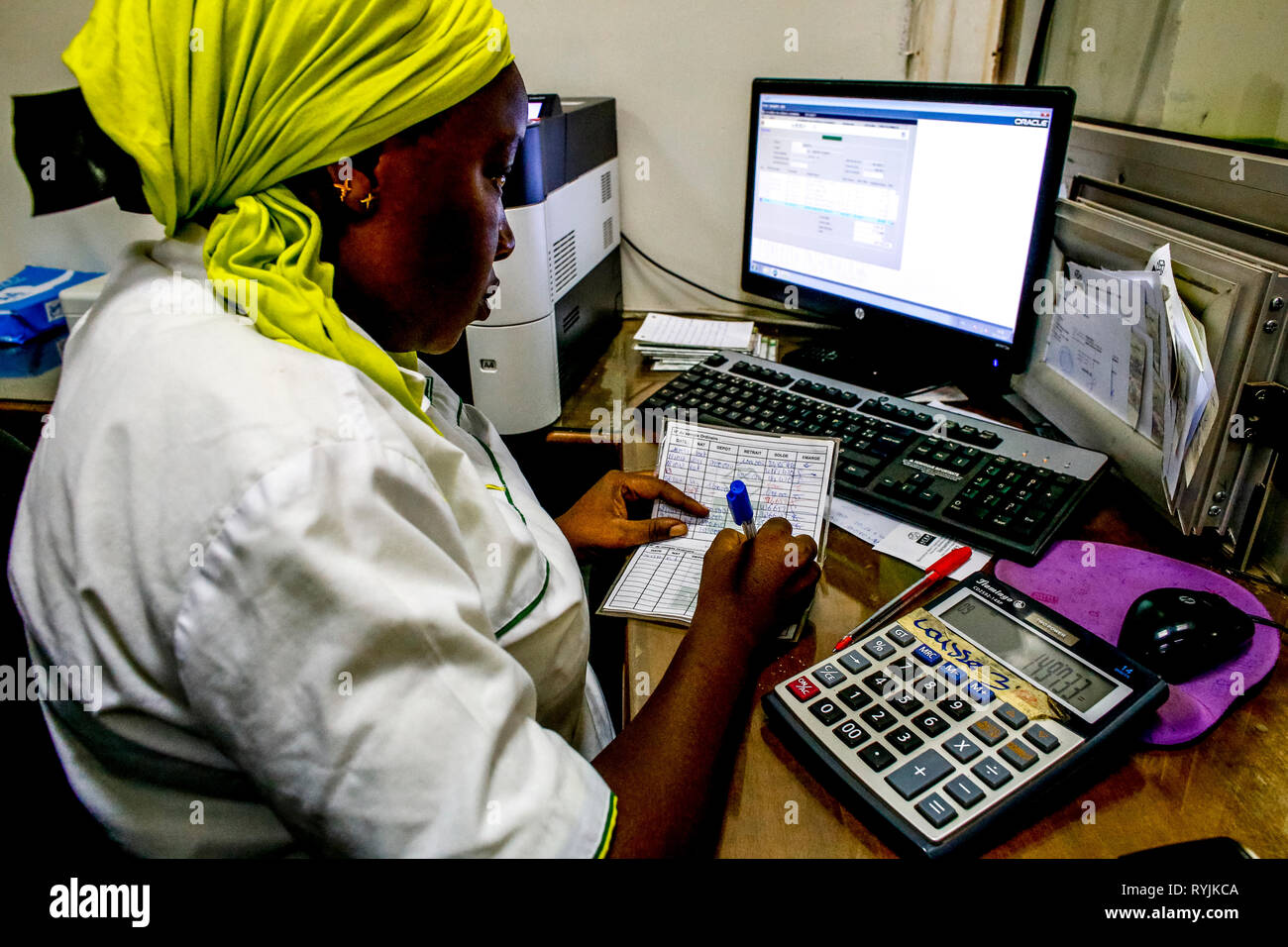 Microfinance institution agency in Ouagadougou, Burkina Faso. Stock Photo