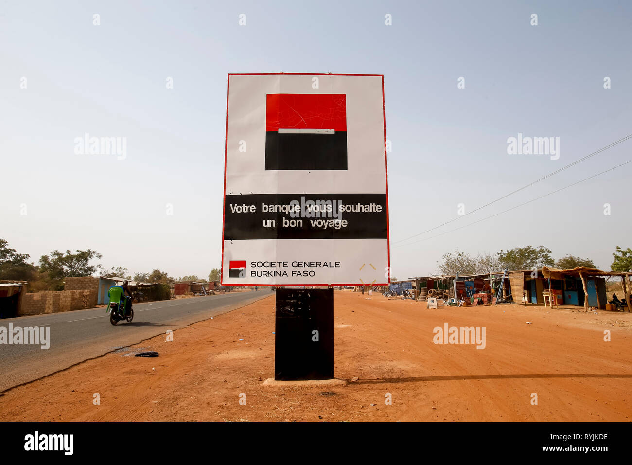 French bank billboard in Ouagadougou, Burkina Faso Stock Photo