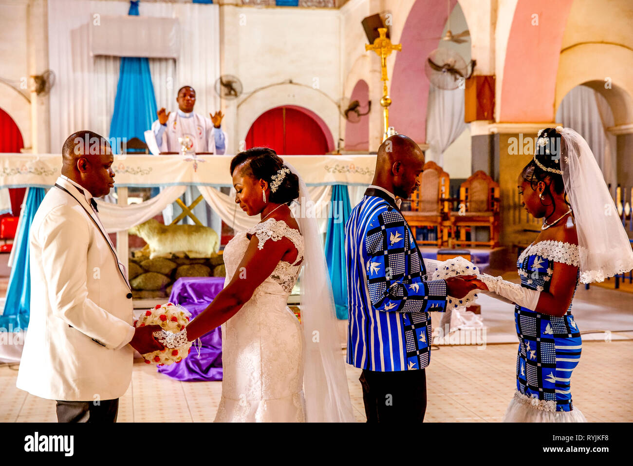 Weddings in Ouagadougou's catholic cathedral, Burkina Faso. Stock Photo