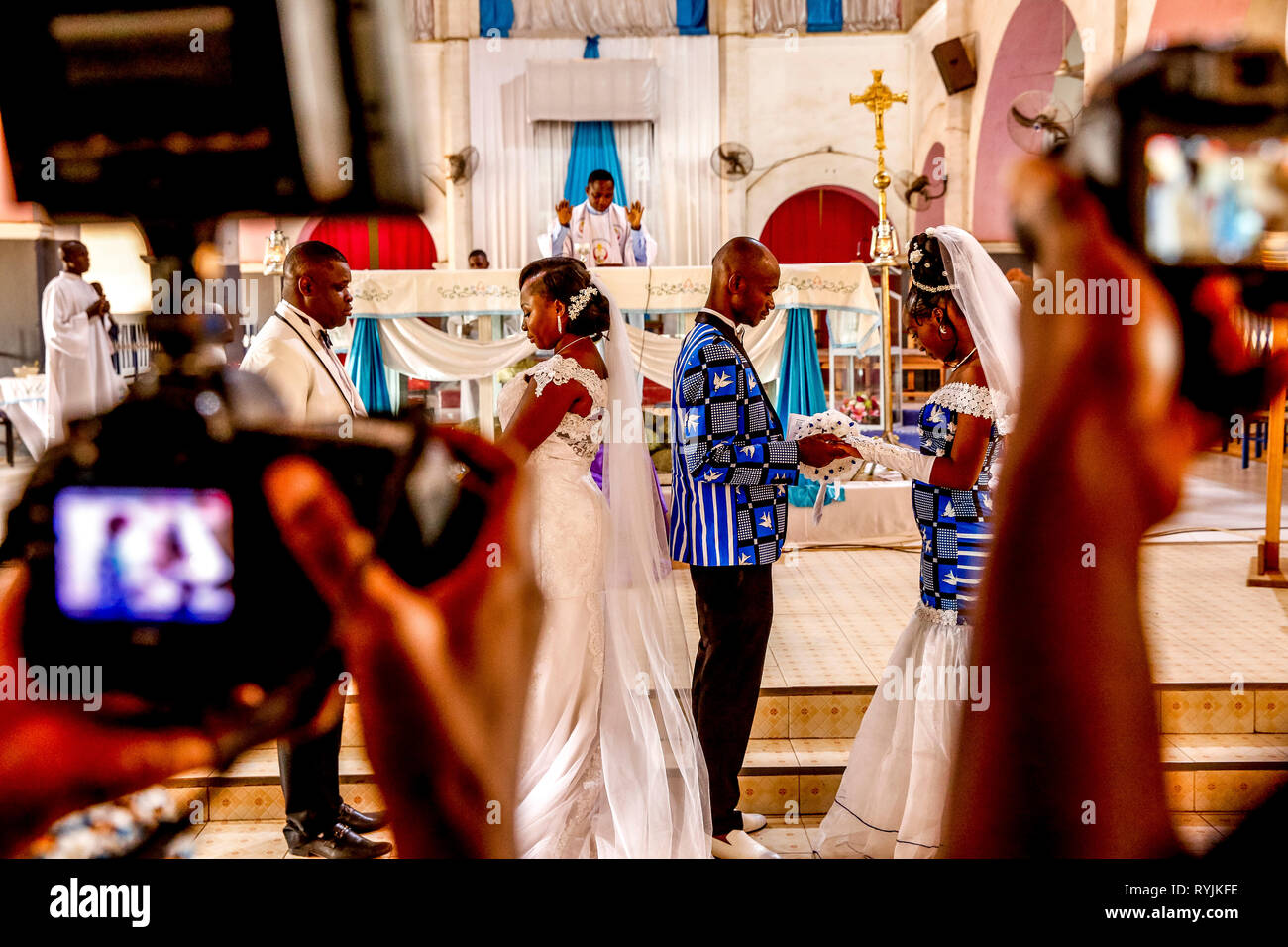 Weddings in Ouagadougou's catholic cathedral, Burkina Faso. Stock Photo