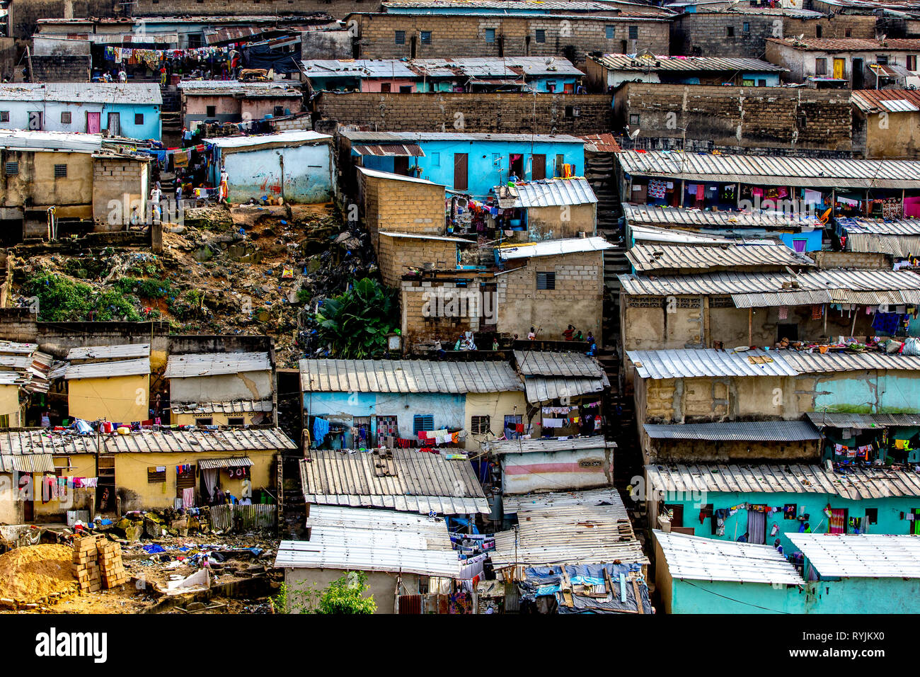Slums in Abidjan, Ivory Coast. Stock Photo