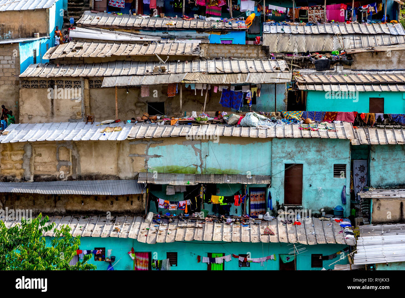 Slums in Abidjan, Ivory Coast. Stock Photo