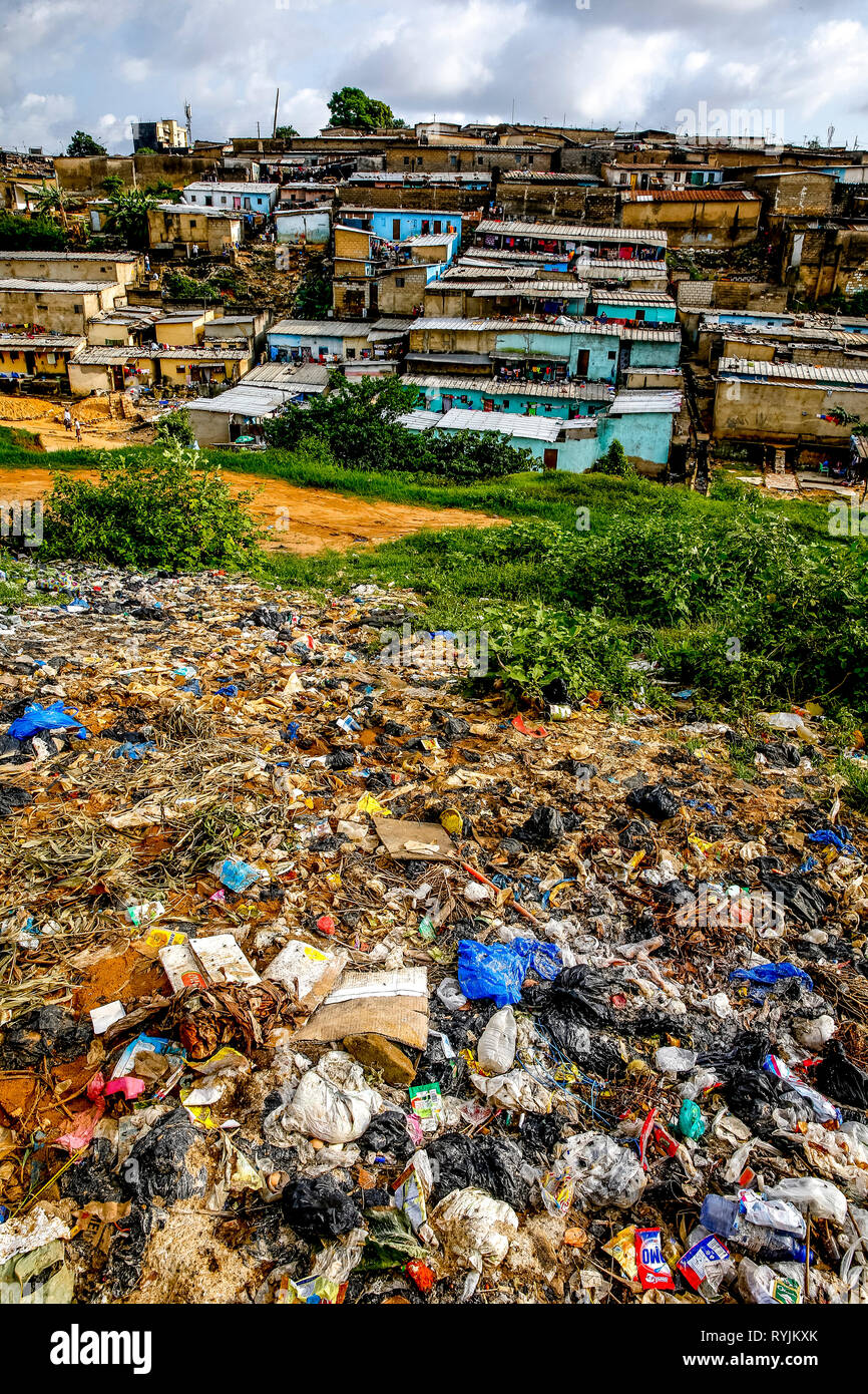 Slums in Abidjan, Ivory Coast. Stock Photo