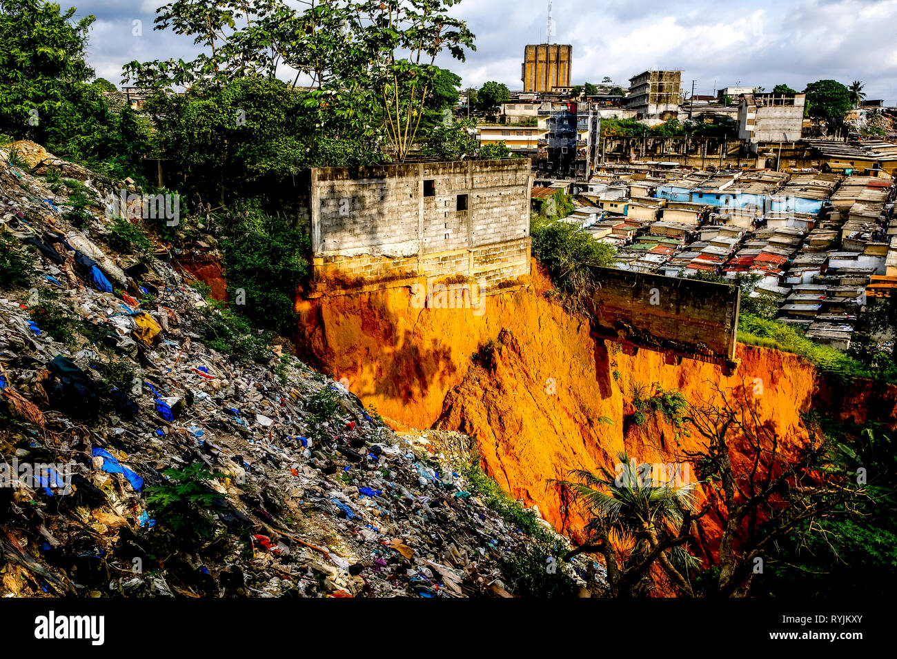 Waste and slums in Abidjan, Ivory Coast. Stock Photo