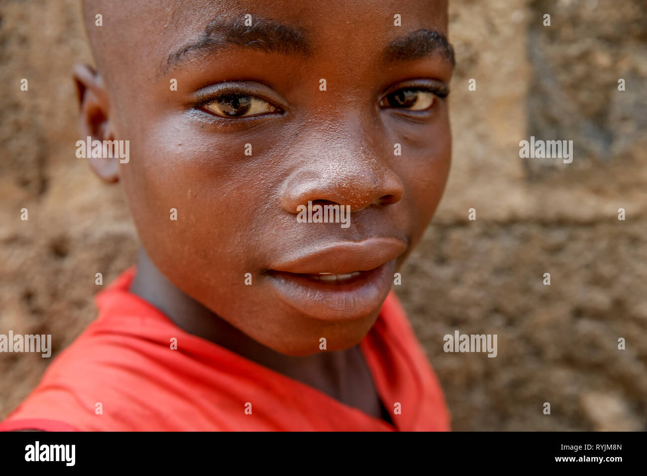Boy in Agboville, Ivory Coast. Stock Photo