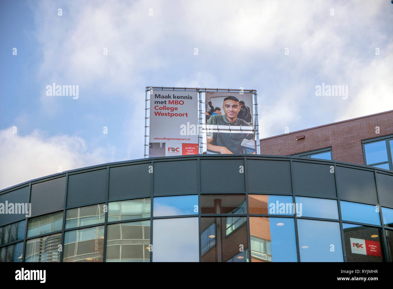 Billboard MBO College Westpoort ROC At Amsterdam The Netherlands 2018 Stock Photo