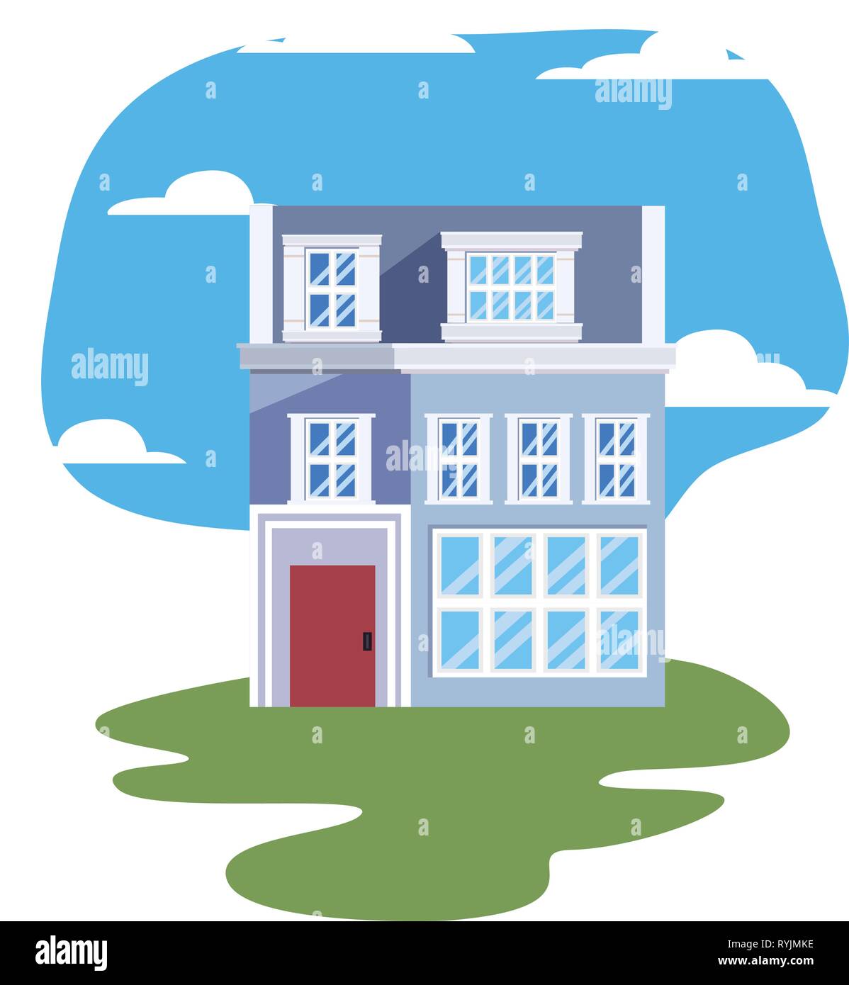 house exterior facade on white background vector illustration Stock ...