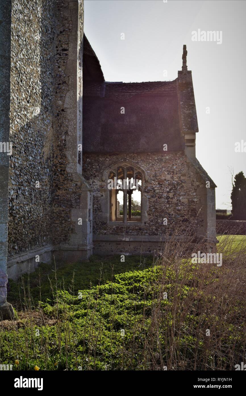 All saints church Icklingham  Suffolk England. Rare thatched church Stock Photo