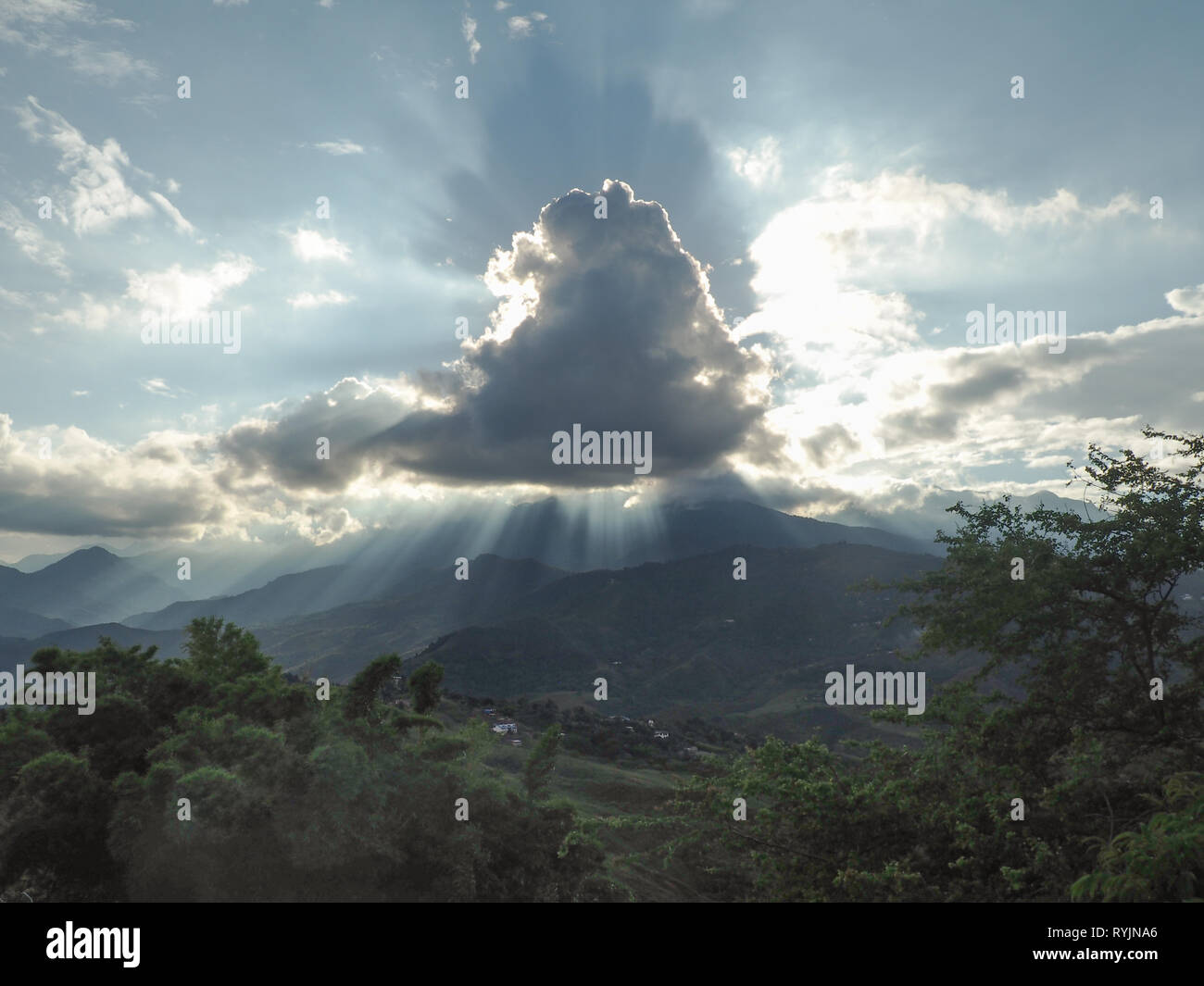 View over the Cauca valley in Colombia Stock Photo