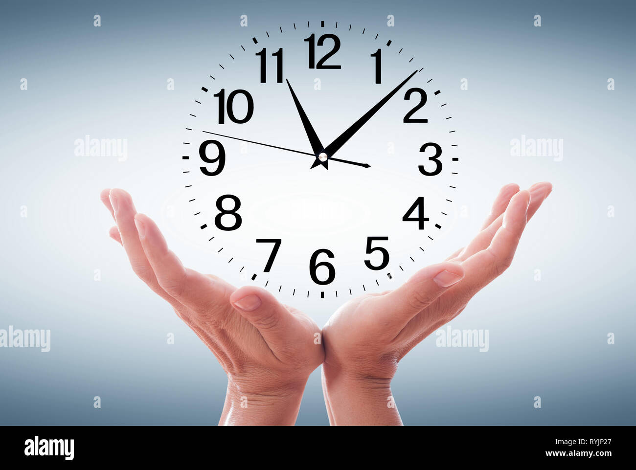 Human Hand Holding Clock Time. Schedule Alarm Clock Time Concept Stock Photo Alamy