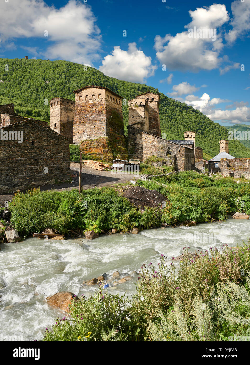 Stone medieval tower houses of Chazhashi, Ushguli, Upper