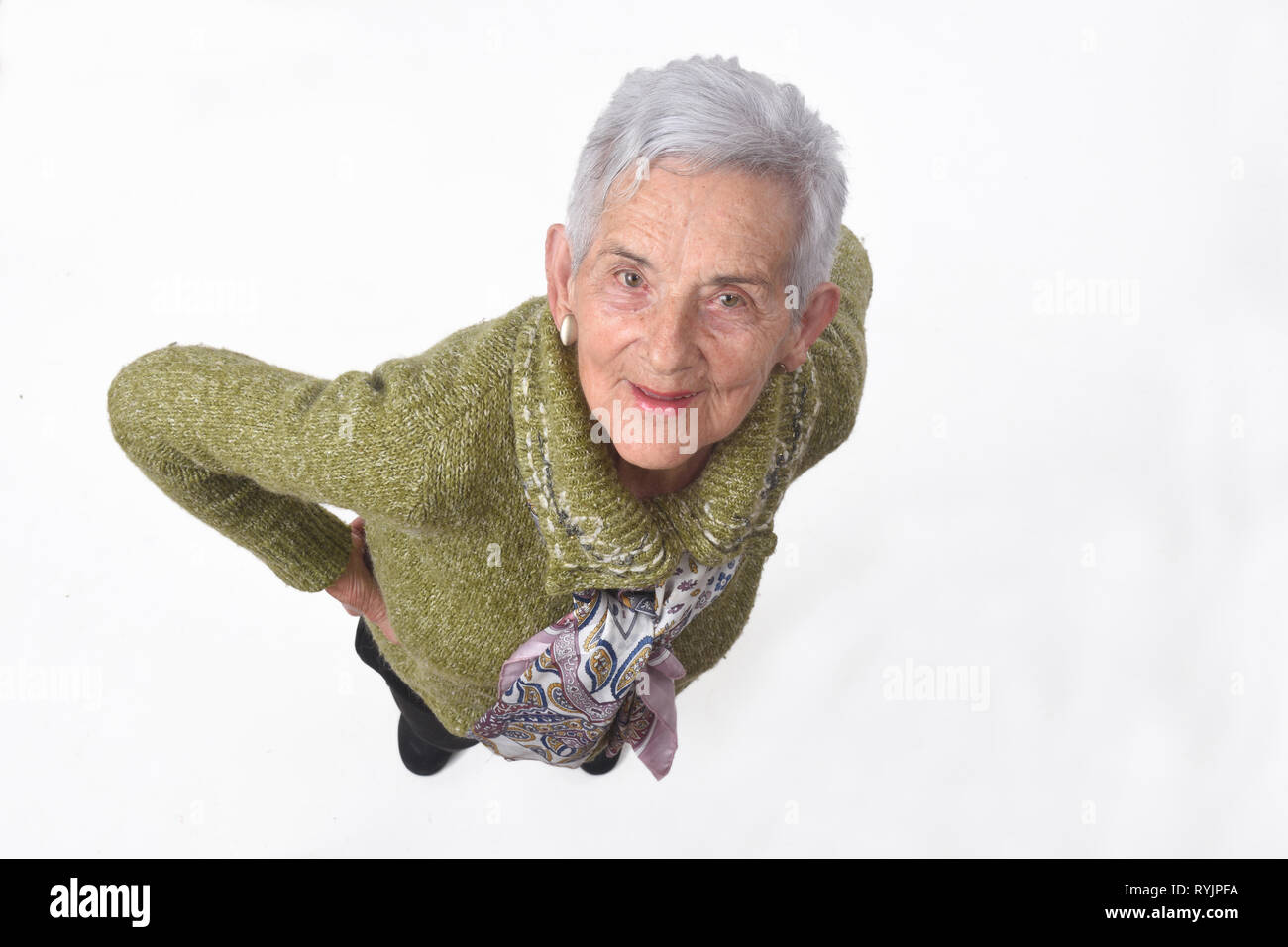 portrait of senior woman on white background Stock Photo - Alamy