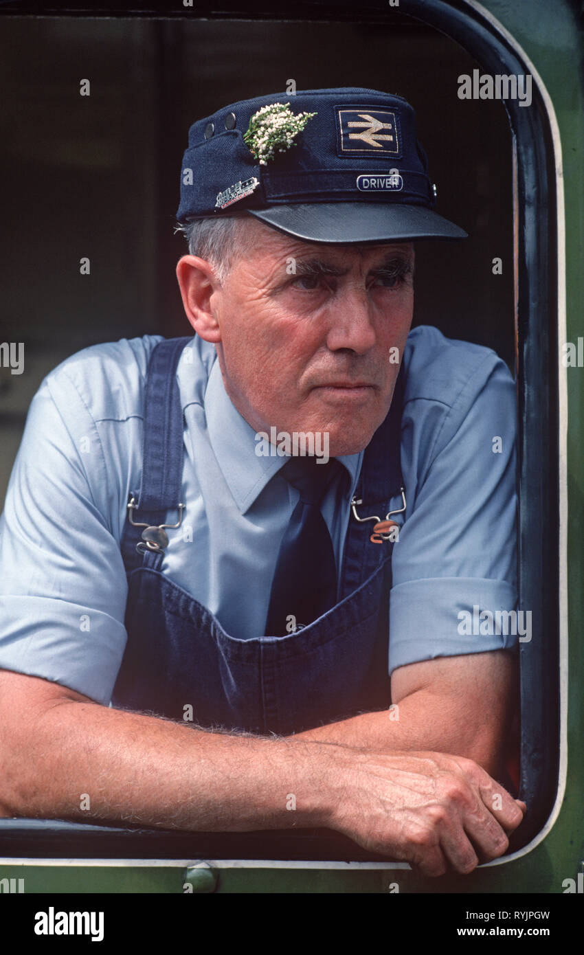 Engine driver of steam train LNER The Great Marquess at Mallaig station, the West Highland Line