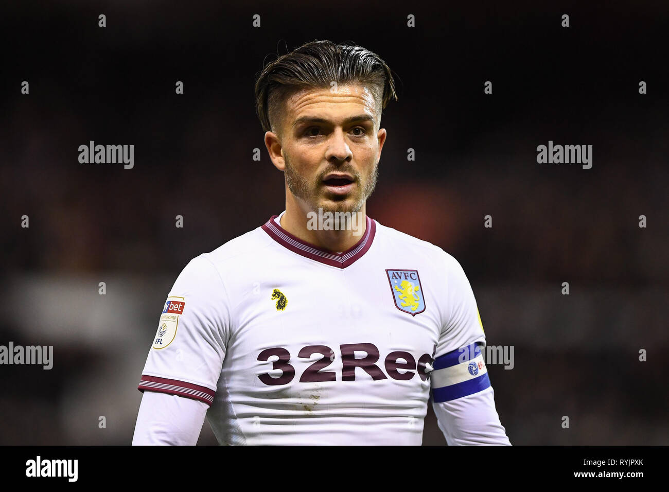 13th March 2019, City Ground, Nottingham, England ; Sky Bet Championship, Nottingham Forest v Aston Villa : Jack Grealish (10) of Aston Villa   Credit: Jon Hobley/News Images  English Football League images are subject to DataCo Licence Stock Photo