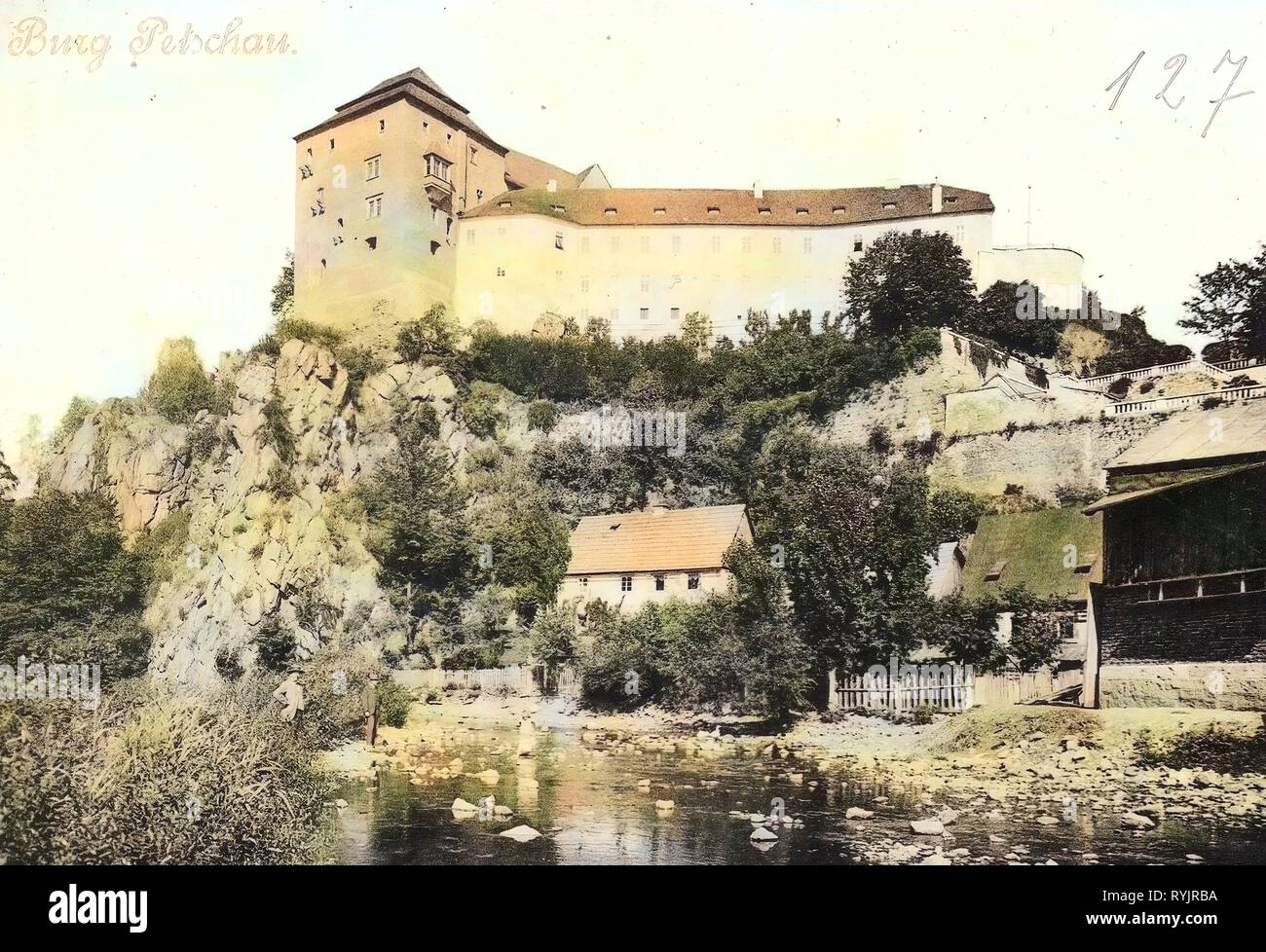 Bečov nad Teplou Castle, 1899, Karlovy Vary Region, Petschau, Burg, Czech Republic Stock Photo