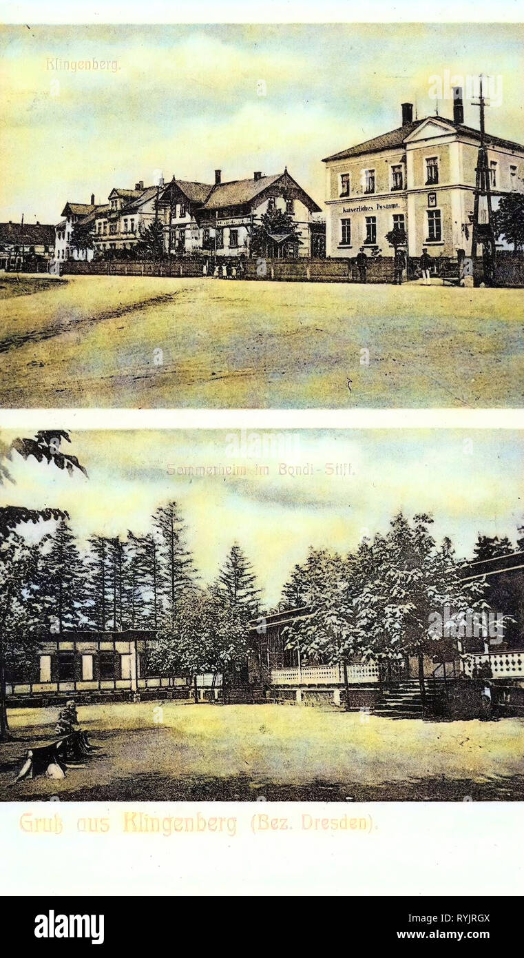 Multiview postcards, Joseph-Bondi-Haus, Kolonie Sachsenhof, 1911, Sächsische Schweiz-Osterzgebirge, Klingenberg, Gruß aus Klingenberg Stock Photo