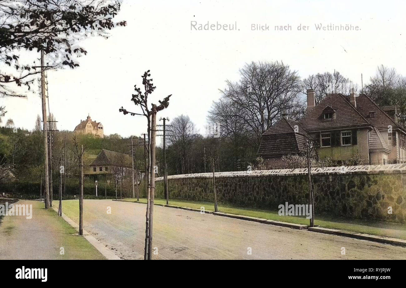 Kurhaus Wettin, 1911, Landkreis Meißen, Fiedlerhaus, Radebeul, Blick nach der Wettinhöhe, Germany Stock Photo