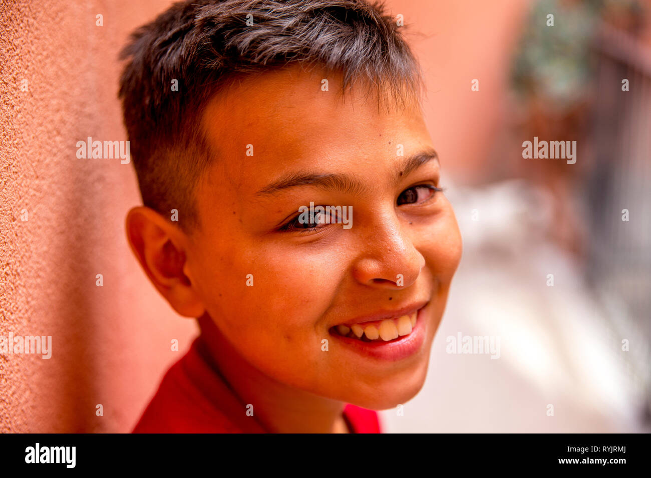 Smiling 12-year-old boy in Catania, Sicily (Italy). Stock Photo