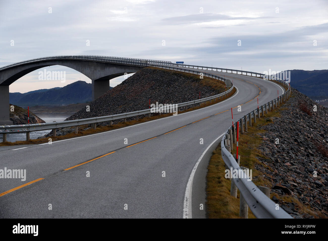 Atlantic Ocean Road. Storseisundet Bridge. Norway. Stock Photo