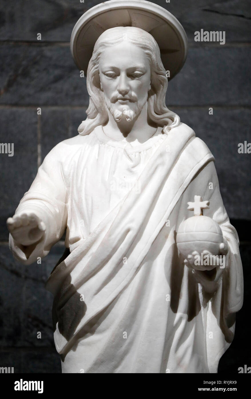 Nidaros Cathedral.  Jesus. Statue.  Trondheim. Norway. Stock Photo