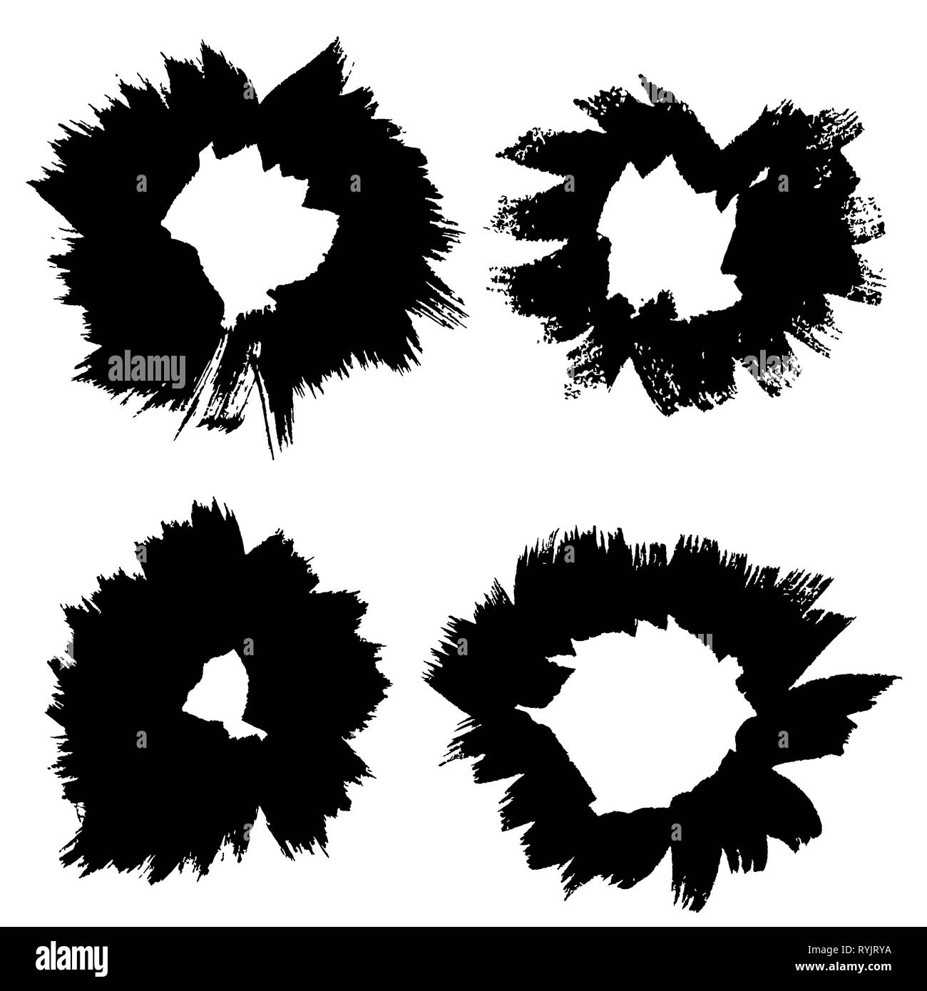 Abstract hand drawn ink dry brush frames set. Vector illustration Stock ...