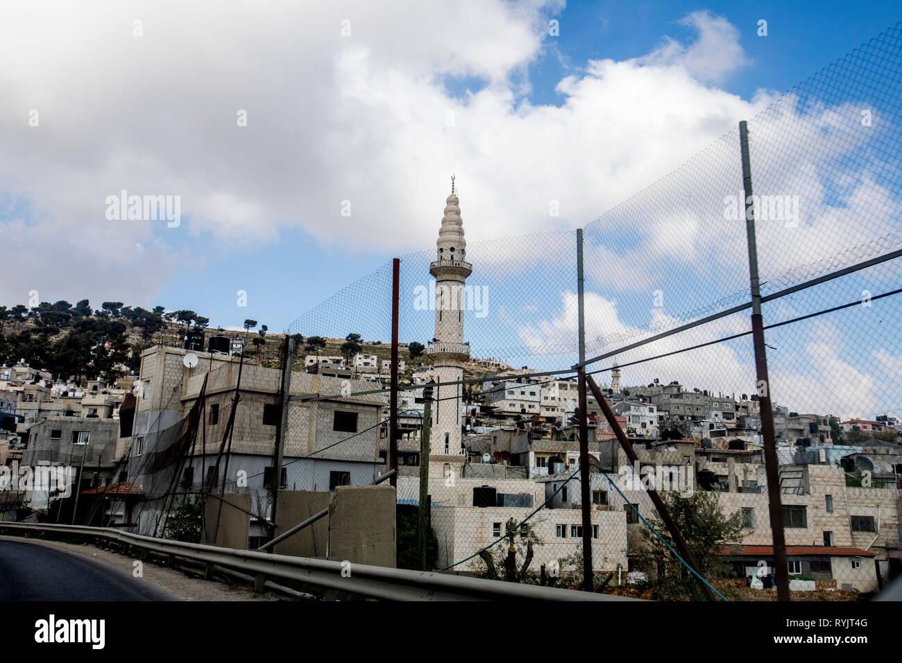 West Bank village seen from the road, Palestine. Stock Photo