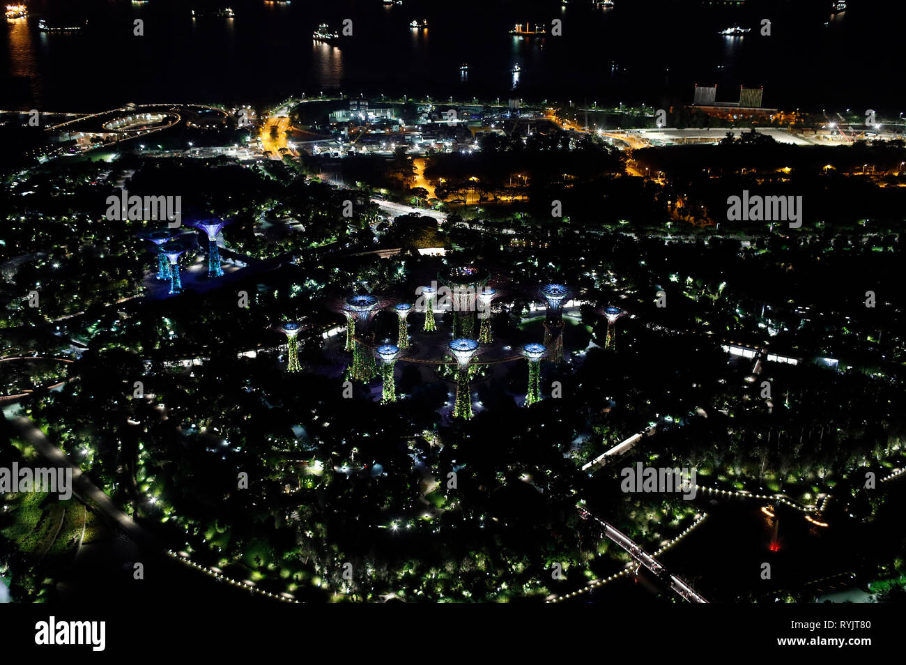 Garden by the Bay at night.  Singapore. Stock Photo