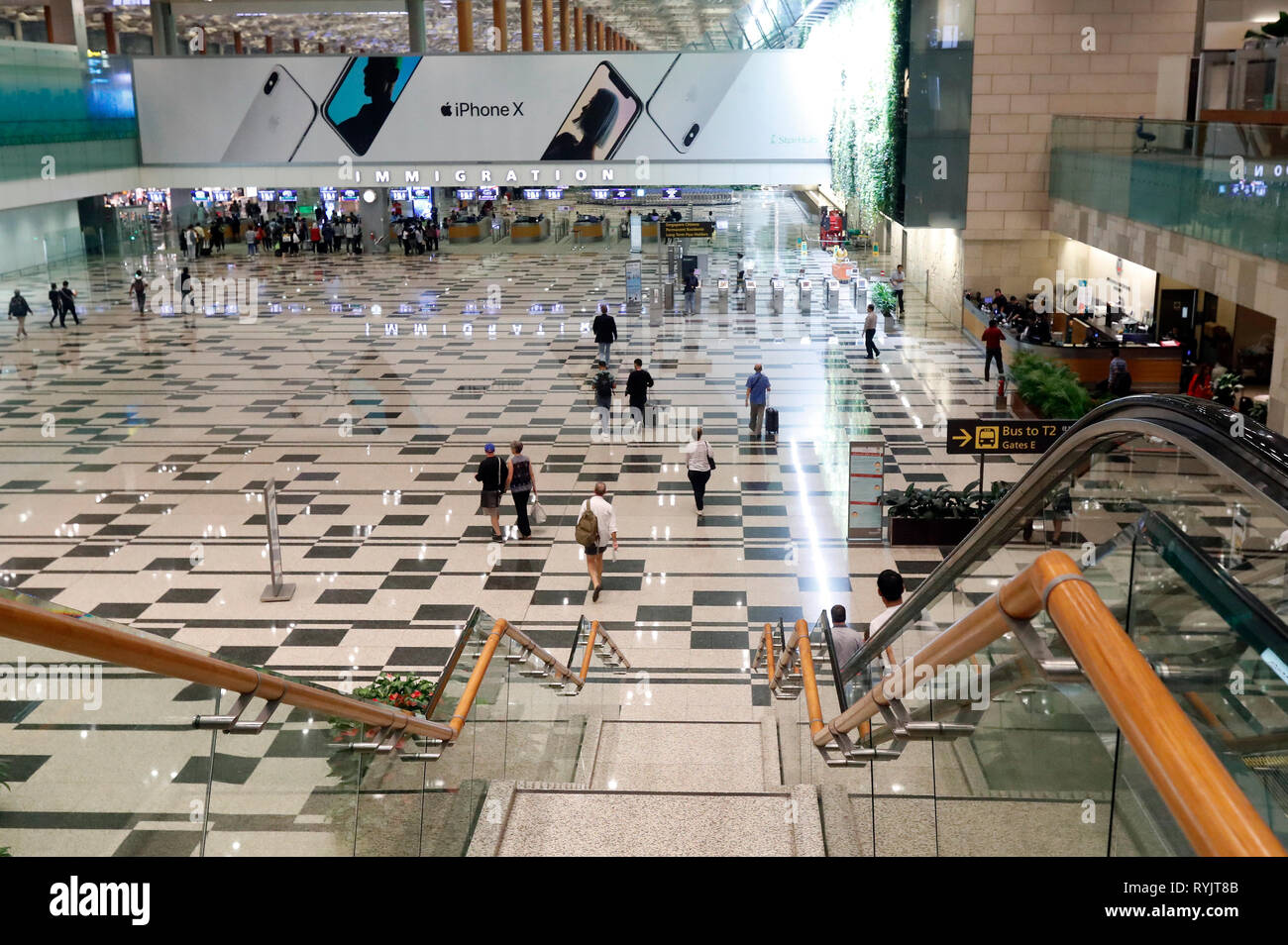 Changi airport. Immigration.  Singapore. Stock Photo