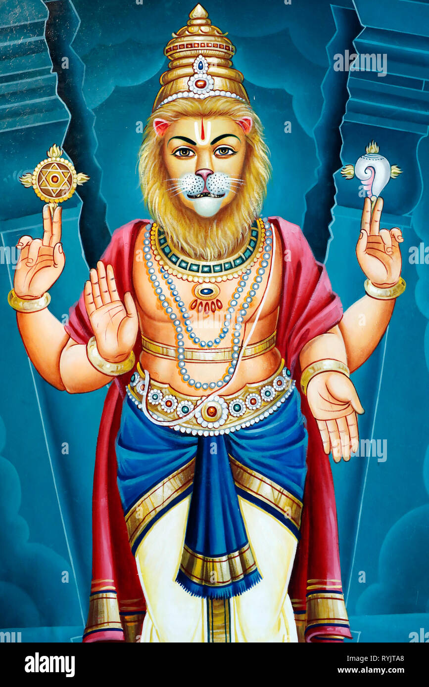 Sri Mariamman Hindu temple. Hindu God : Narasimha, the fourth ...