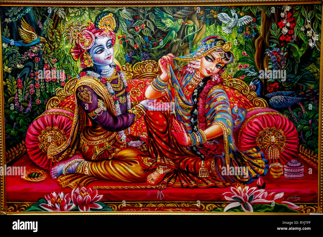 Hindu god Krishna with his consort Radha. Bhaktivedanta manor, Watford, U.K. Stock Photo