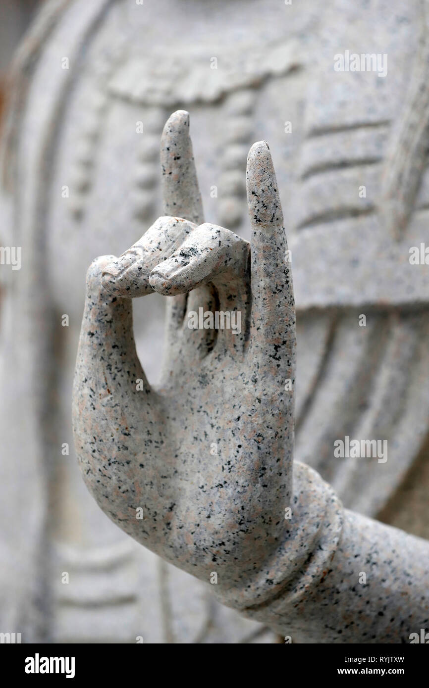 Hand of the Buddha. Mudra : the lion gesture.  Vung Tau. Vietnam. Stock Photo