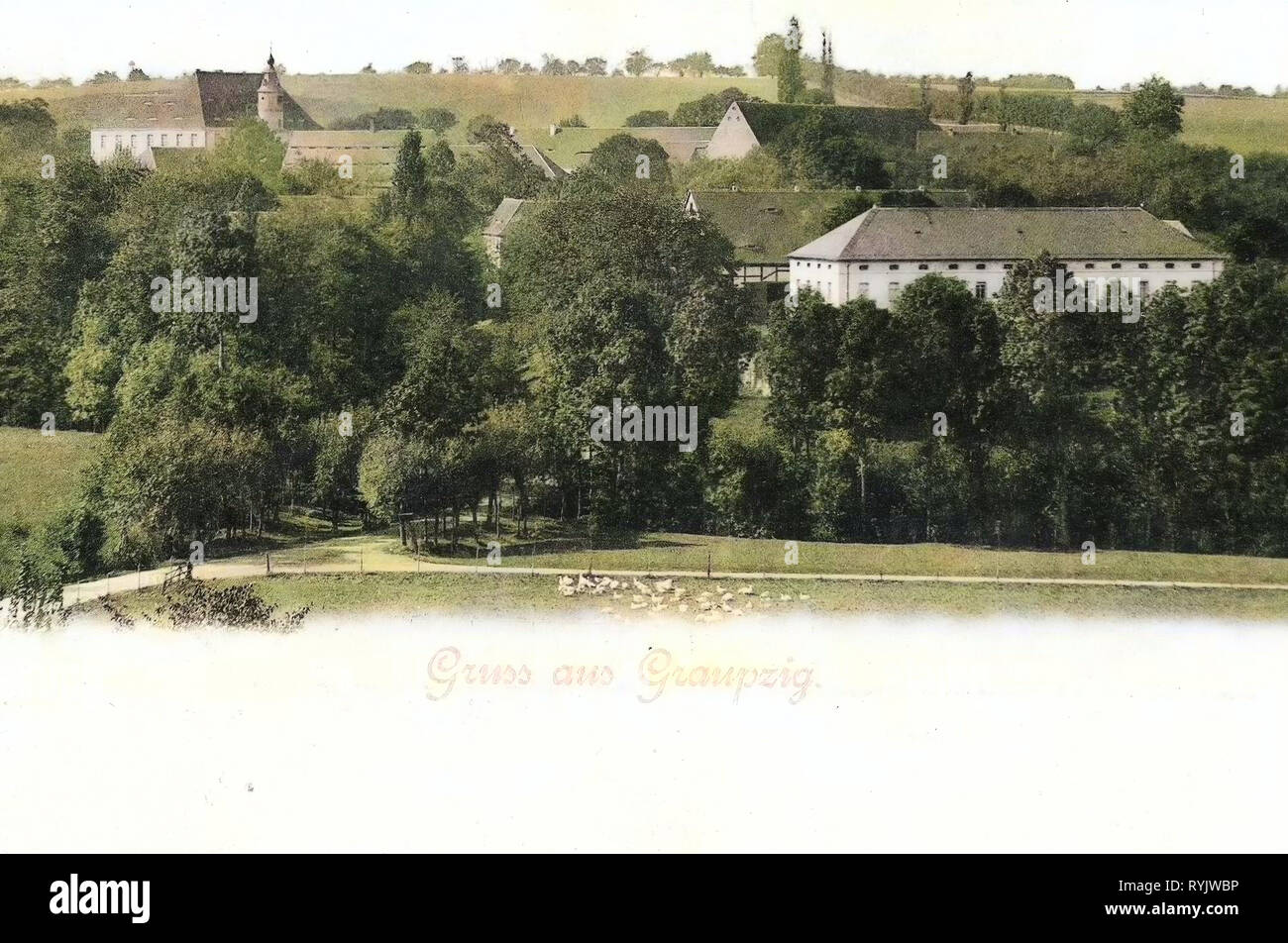 Graupzig, 1899, Landkreis Meißen, Ansicht, Germany Stock Photo