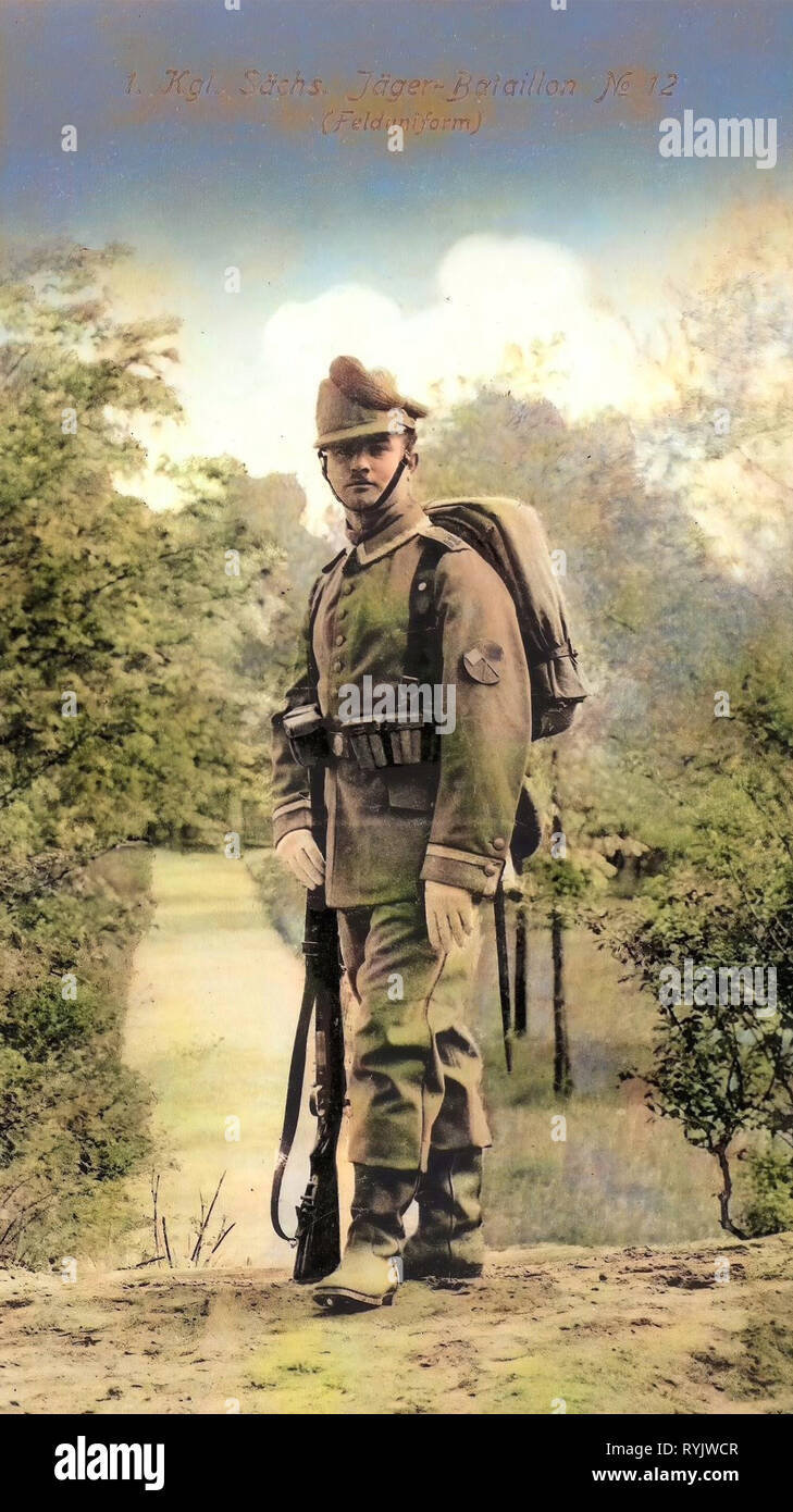 1. Königlich Sächsisches Jäger-Bataillon Nr. 12, 1911, Germany, 1. Königlich Sächsisches Jäger, Bataillon Nr. 12 Stock Photo