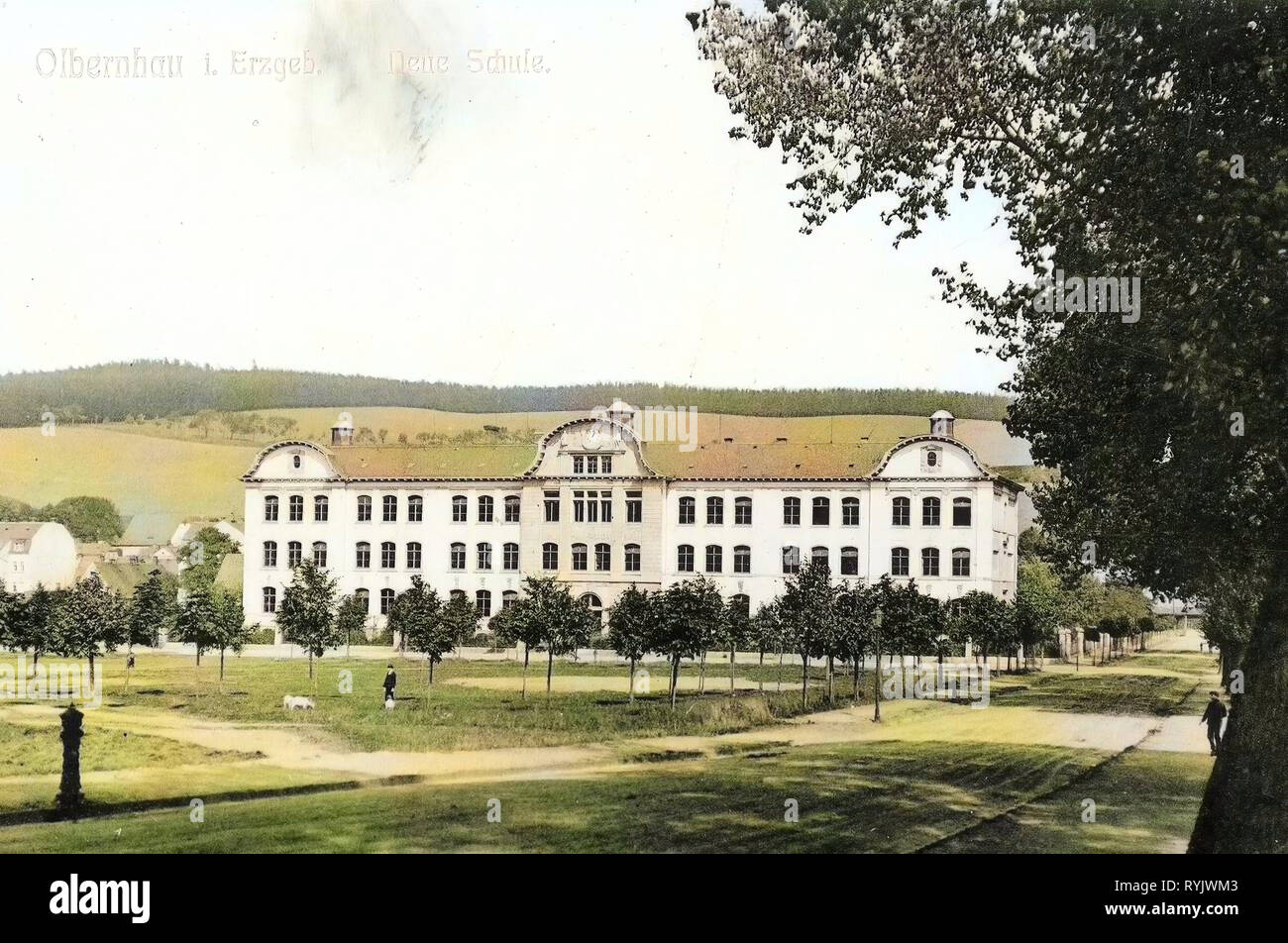 Schools in Erzgebirgskreis, Buildings in Erzgebirgskreis, 1911, Erzgebirgskreis, Olbernhau, Neue Schule, Germany Stock Photo