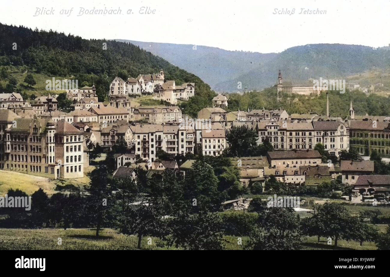 Buildings in Děčín, 1911, Ústí nad Labem Region, Bodenbach, Czech Republic Stock Photo