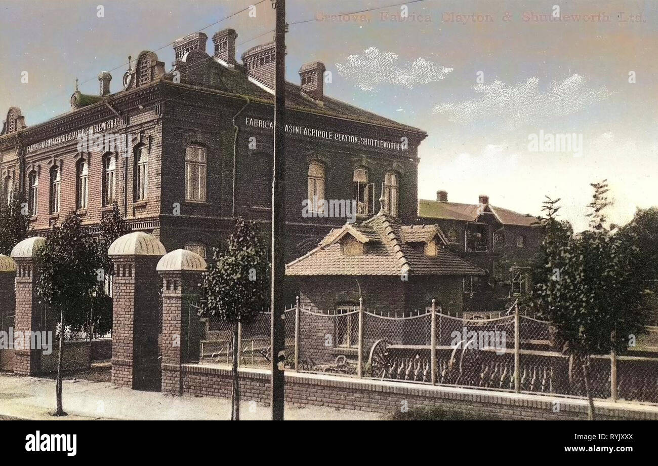 Clayton & Shuttleworth, 1912 postcards, Craiova, 1912, Fabrica Clayton & Shuttleworth Ltd Stock Photo