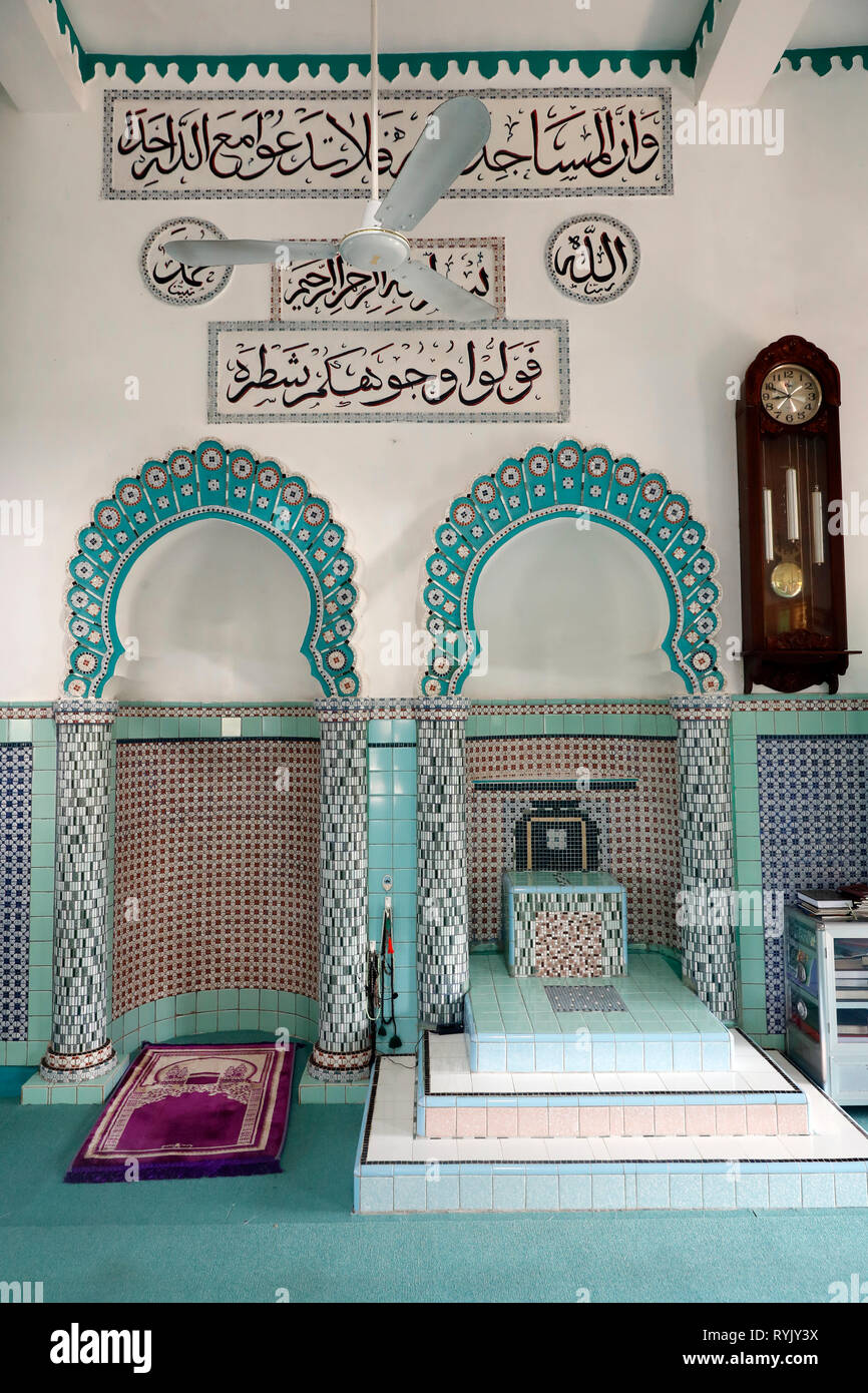 Mubarak mosque. Prayer hall with minbar and mihrab. Chau Doc. Vietnam Stock  Photo - Alamy
