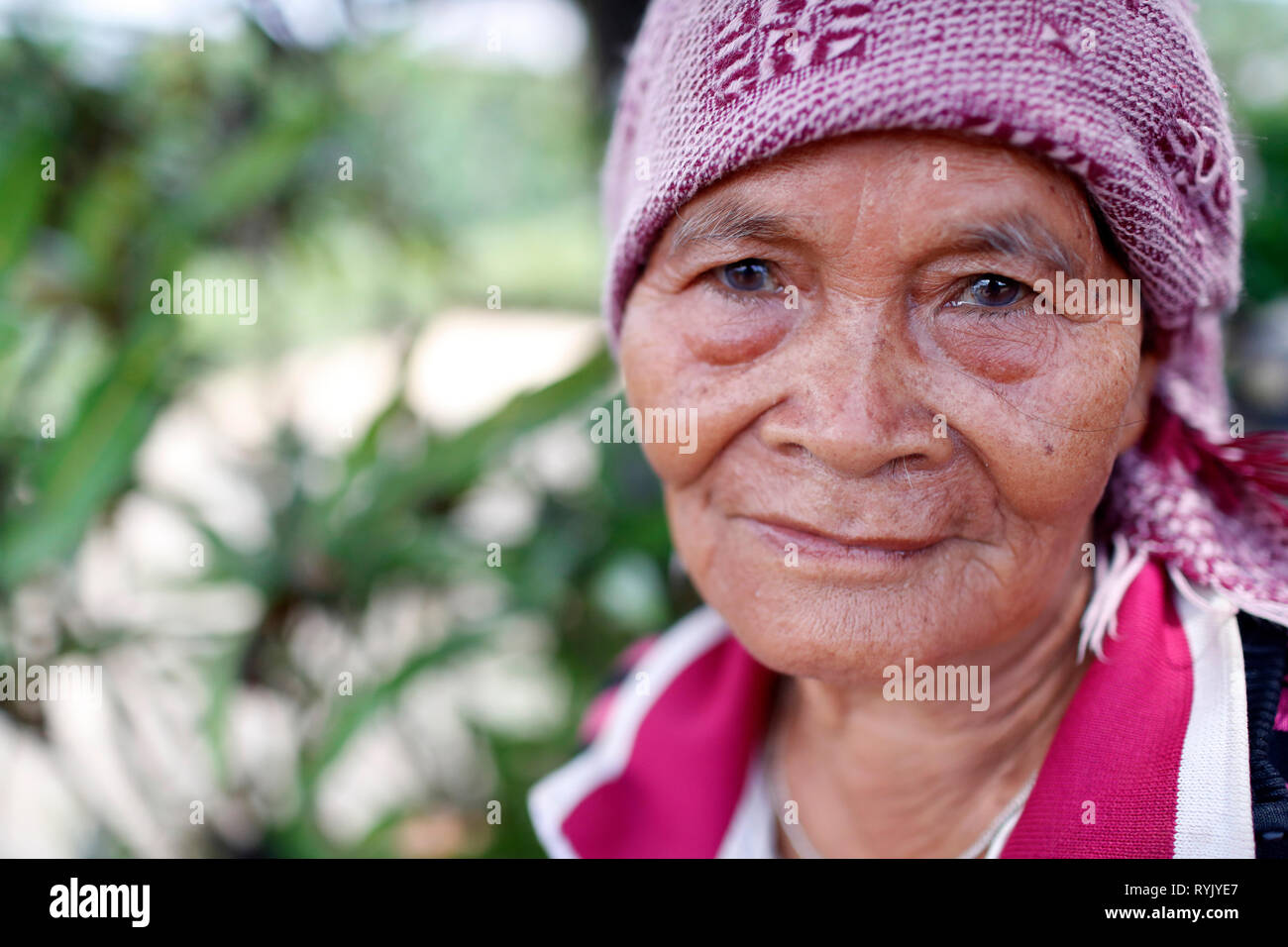 Senior ethnic minority woman. Portrait.  Dalat. Vietnam. Stock Photo