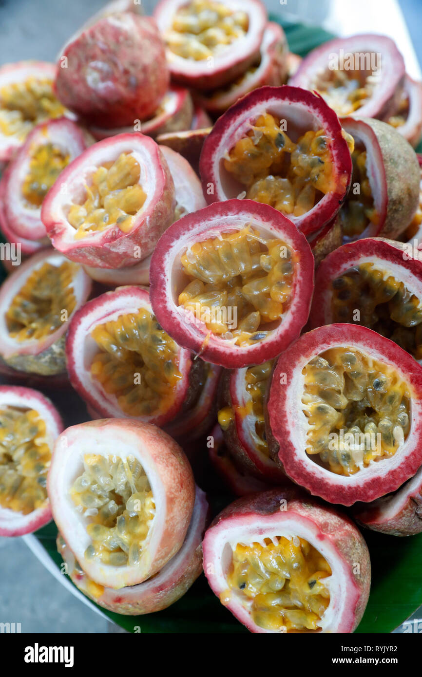 Passion fruits.  Ho Chi Minh City. Vietnam. Stock Photo