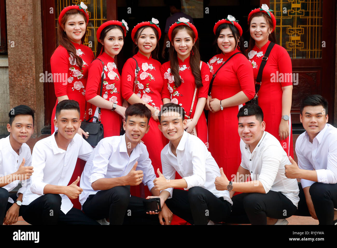 Group of students.  Chau Doc. Vietnam. Stock Photo