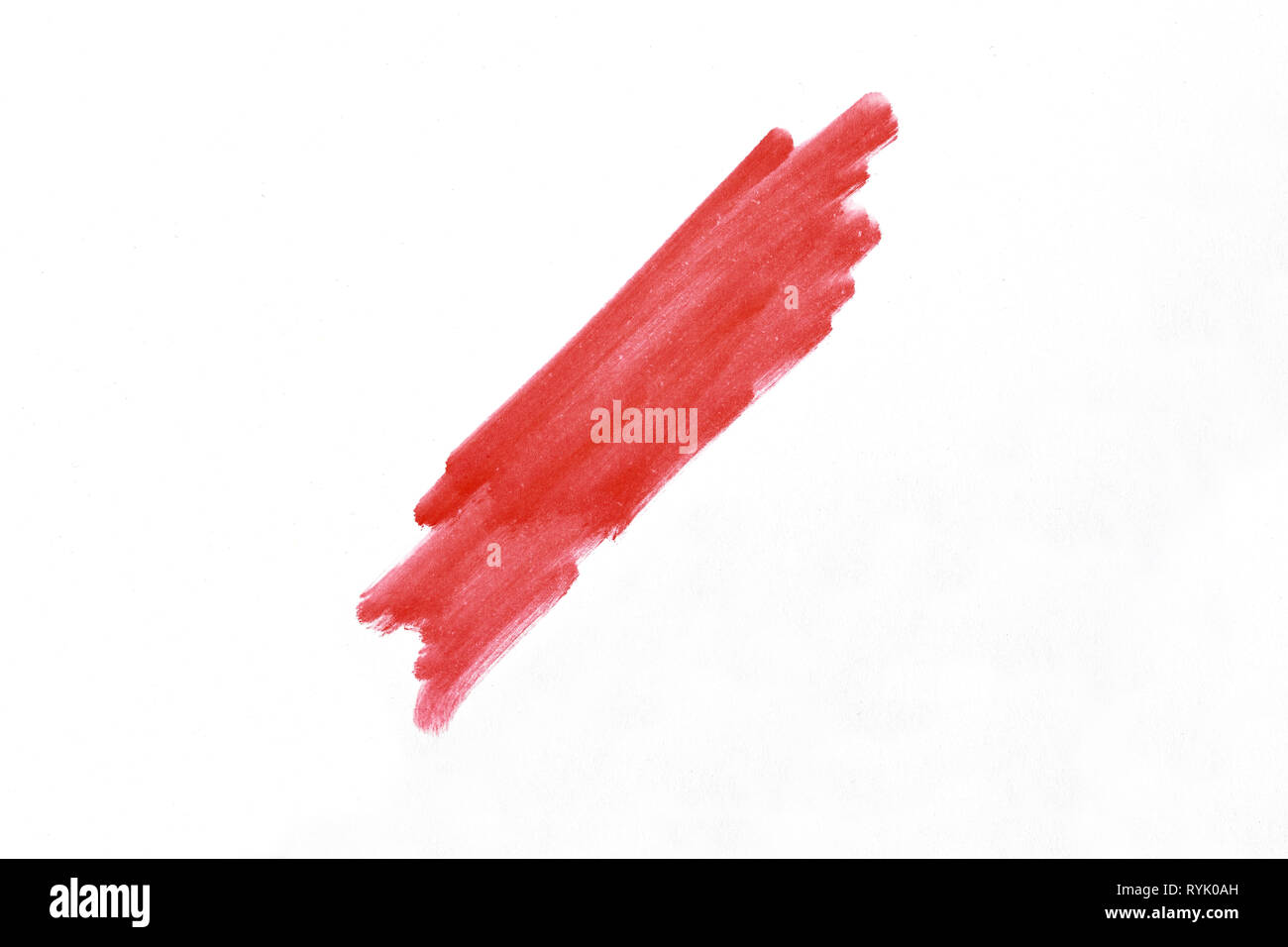 Oblique stripe with a marker over white background Stock Photo