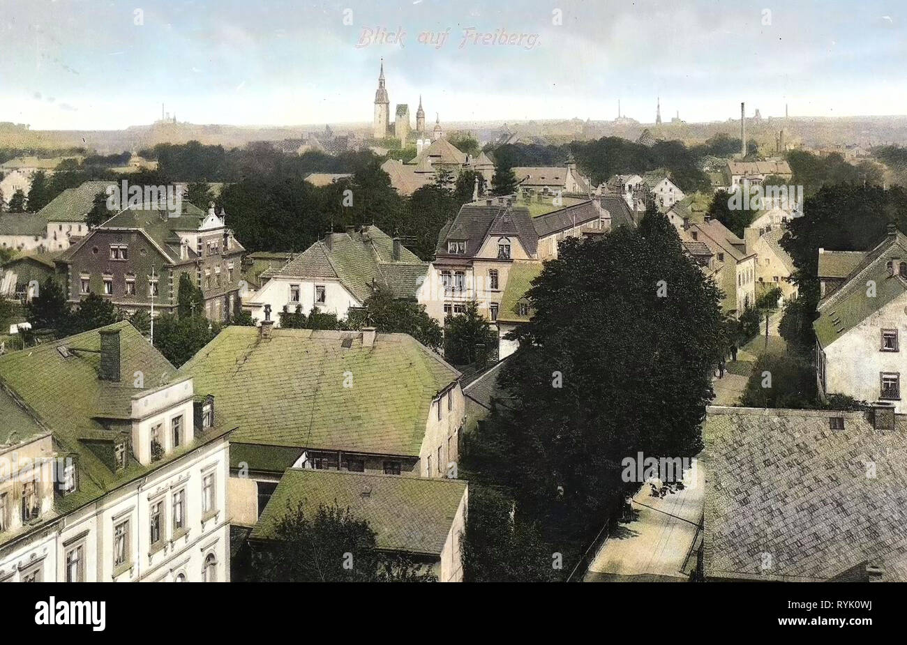 Buildings in Freiberg (Sachsen), 1913, Landkreis Mittelsachsen, Freiberg, Germany Stock Photo