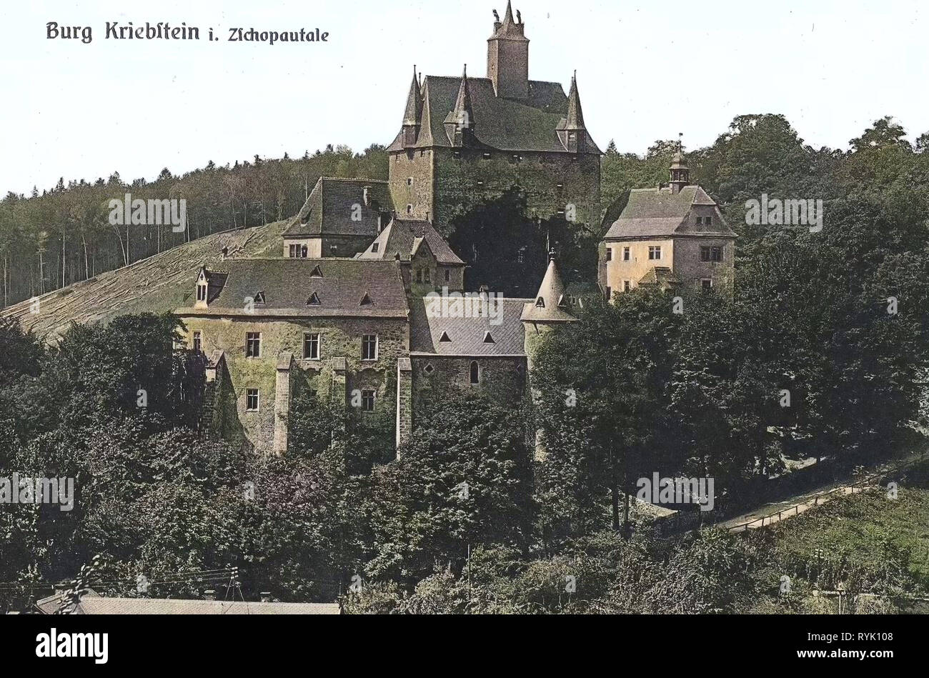 Burg Kriebstein, 1913, Landkreis Mittelsachsen, Kriebstein, Germany Stock Photo