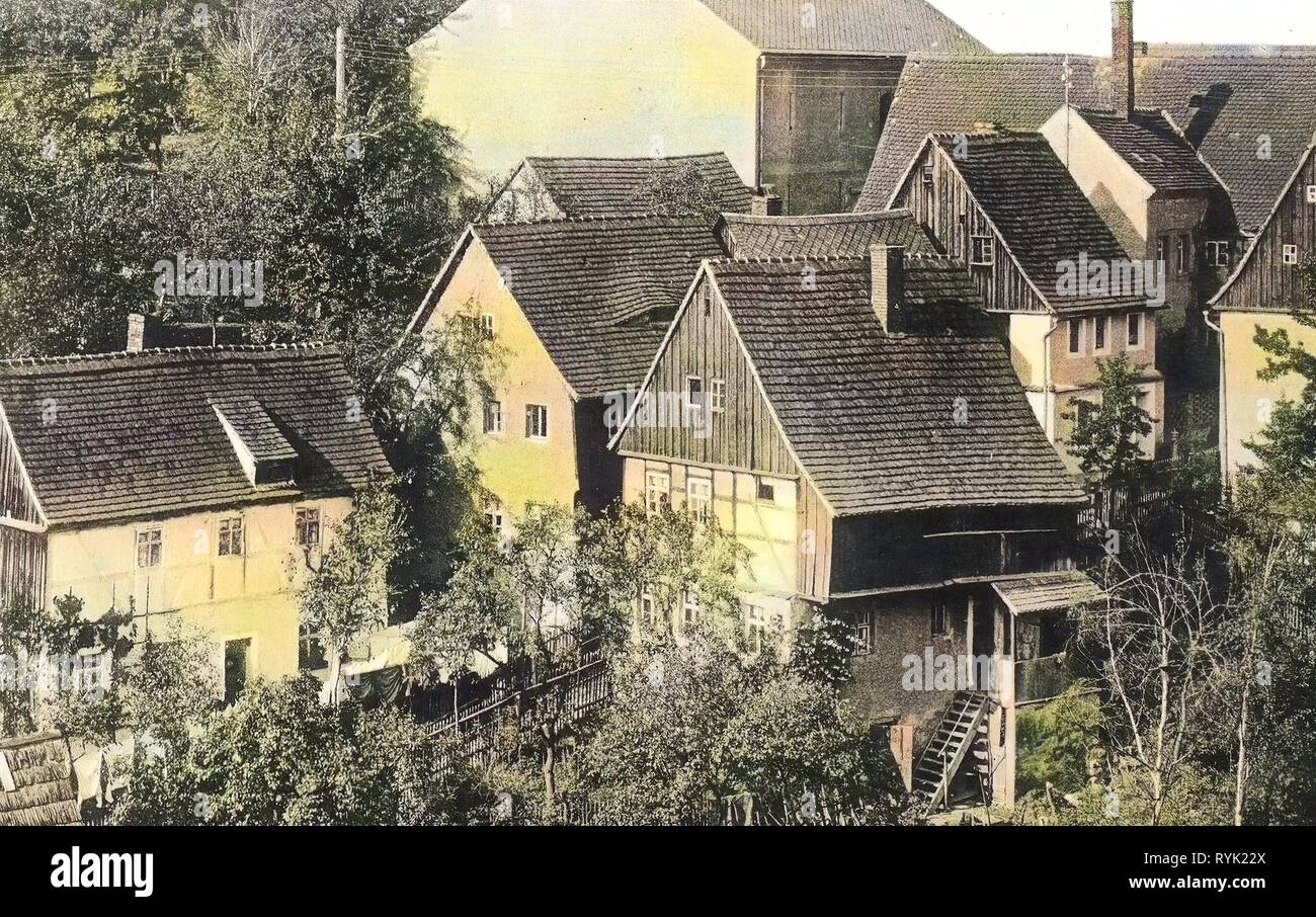 Buildings in Leisnig, 1913, Landkreis Mittelsachsen, Leisnig, Alte Häuser am Lichtenberg, Germany Stock Photo