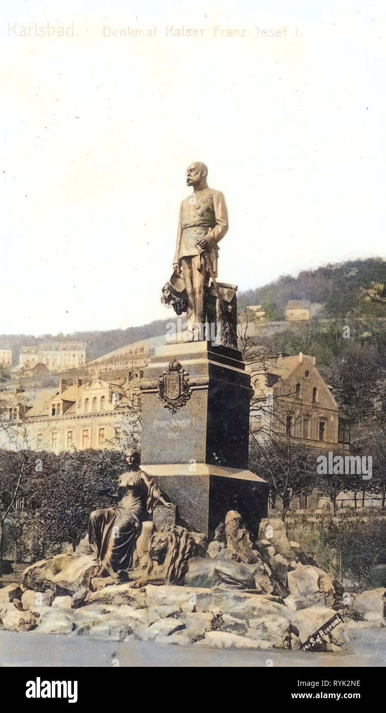 Franz Joseph I of Austria, Monuments and memorials to people in the Czech Republic, Buildings in Karlovy Vary, 1914, Karlovy Vary Region, Karlsbad, Denkmal Kaiser Franz Josef I Stock Photo